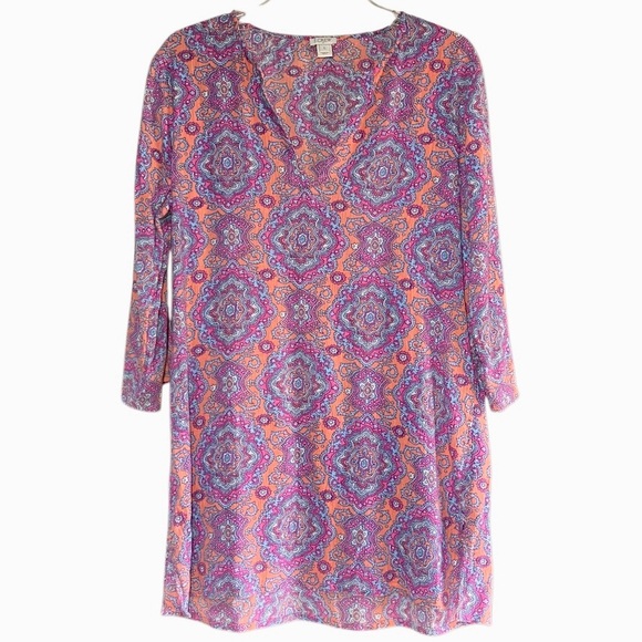 J. Crew Tops - J Crew Paisley Medallion Tunic in Pink/Orange Womens L